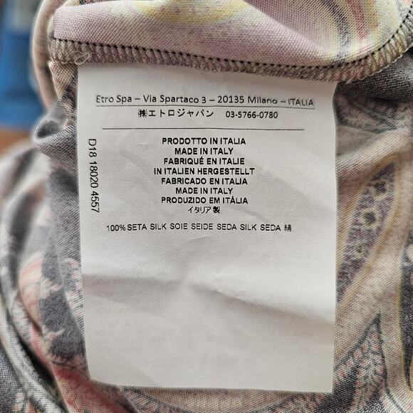 ETRO Women's Multicolored Paisley 100% Silk Bohemian Top Sz M (Approx) - Picture 10 of 16